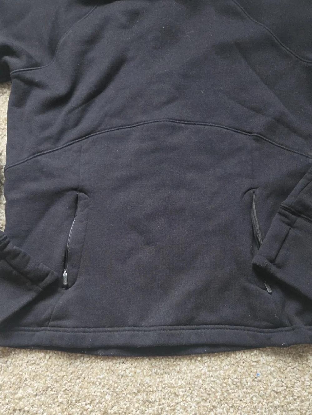 Athleta Black Pullover Hoodie with Branded Neck Print - Picture 3 of 6